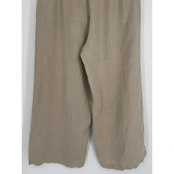 Garnet Hill Cropped Wide-Leg Linen Pants Small Sand Beige NWT Coastal Minimalist - Picture 7 of 10